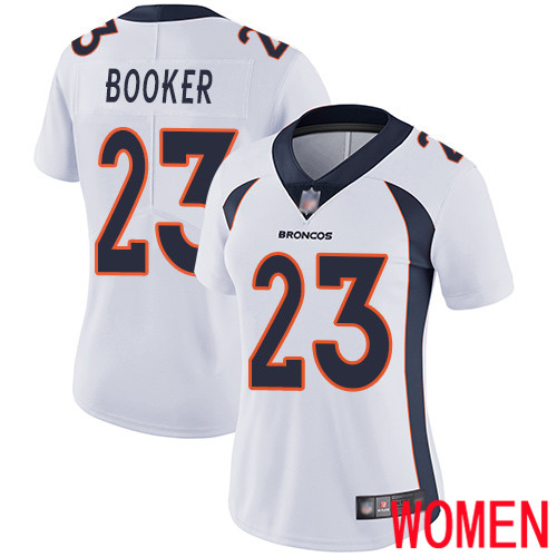 Women Denver Broncos 23 Devontae Booker White Vapor Untouchable Limited Player Football NFL Jersey